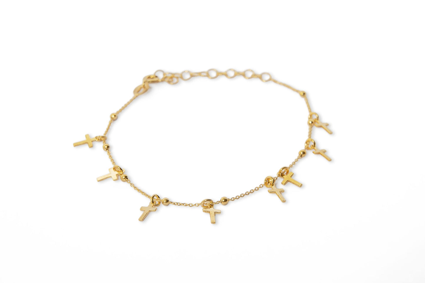 Bracciale in argento dorato 925/°°° con pendenti a croce