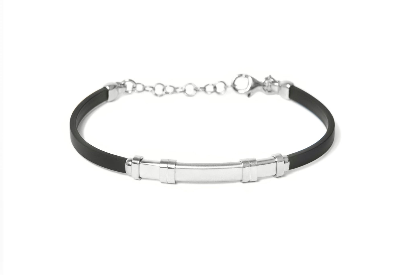 Bracciale da uomo in caucciù e argento 925/°°°