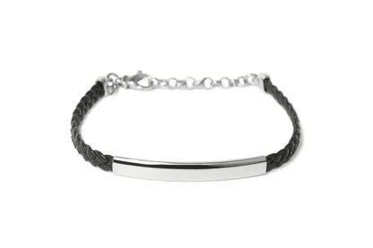 Bracciale da uomo in pelle intrecciata e argento 925/°°°