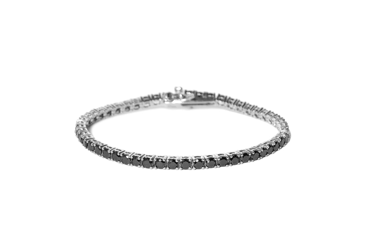 Bracciale tennis in argento 925/°°° con zirconi neri