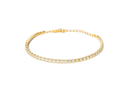 Bracciale tennis in argento dorato 925/°°° con zirconi