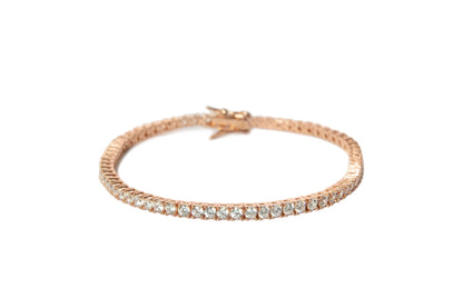 Bracciale tennis in argento rosato 925/°°° con zirconi