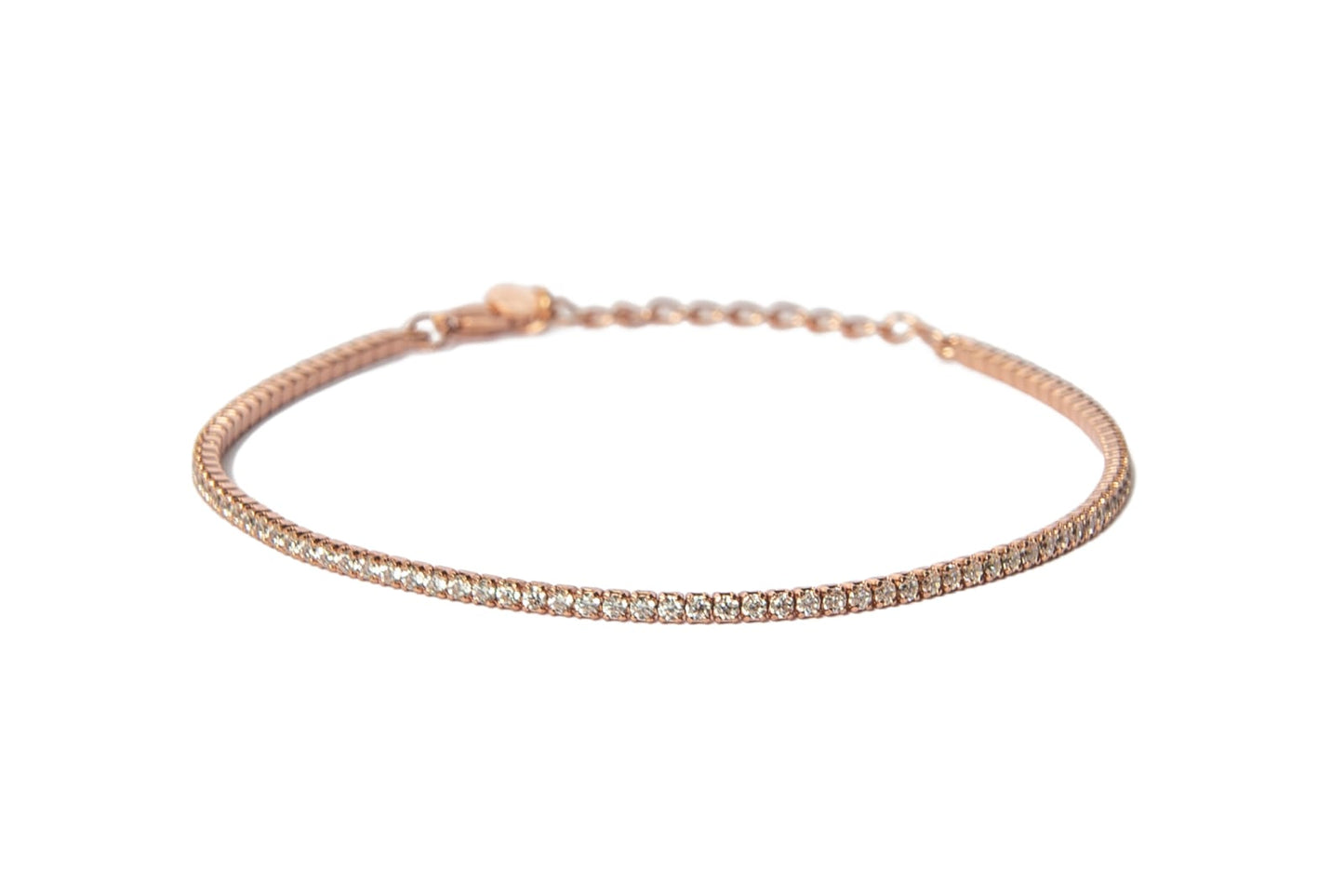 Bracciale tennis in argento rosato 925/°°° con zirconi