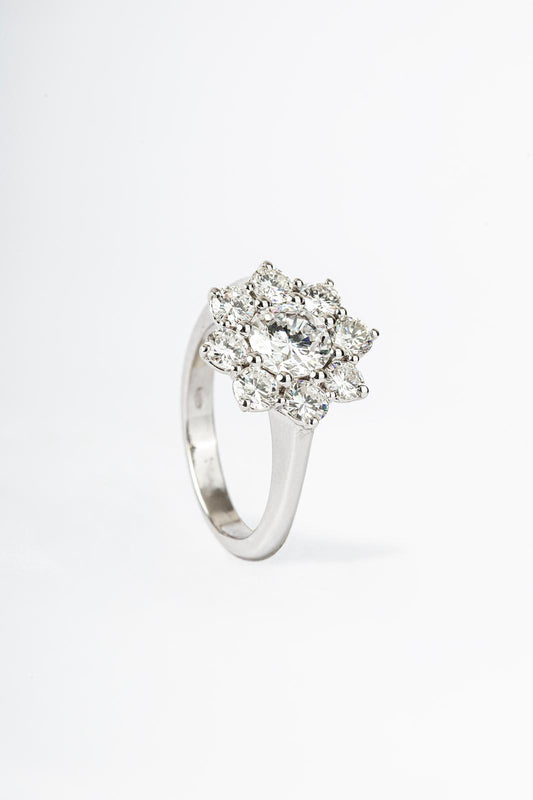 Anello Margherita in oro bianco 750 con diamante taglio Brillante