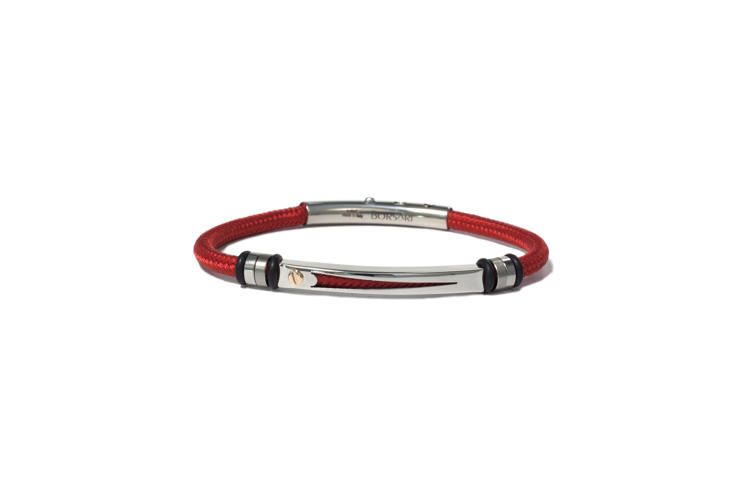 Bracciale acciaio naturale e poliestere